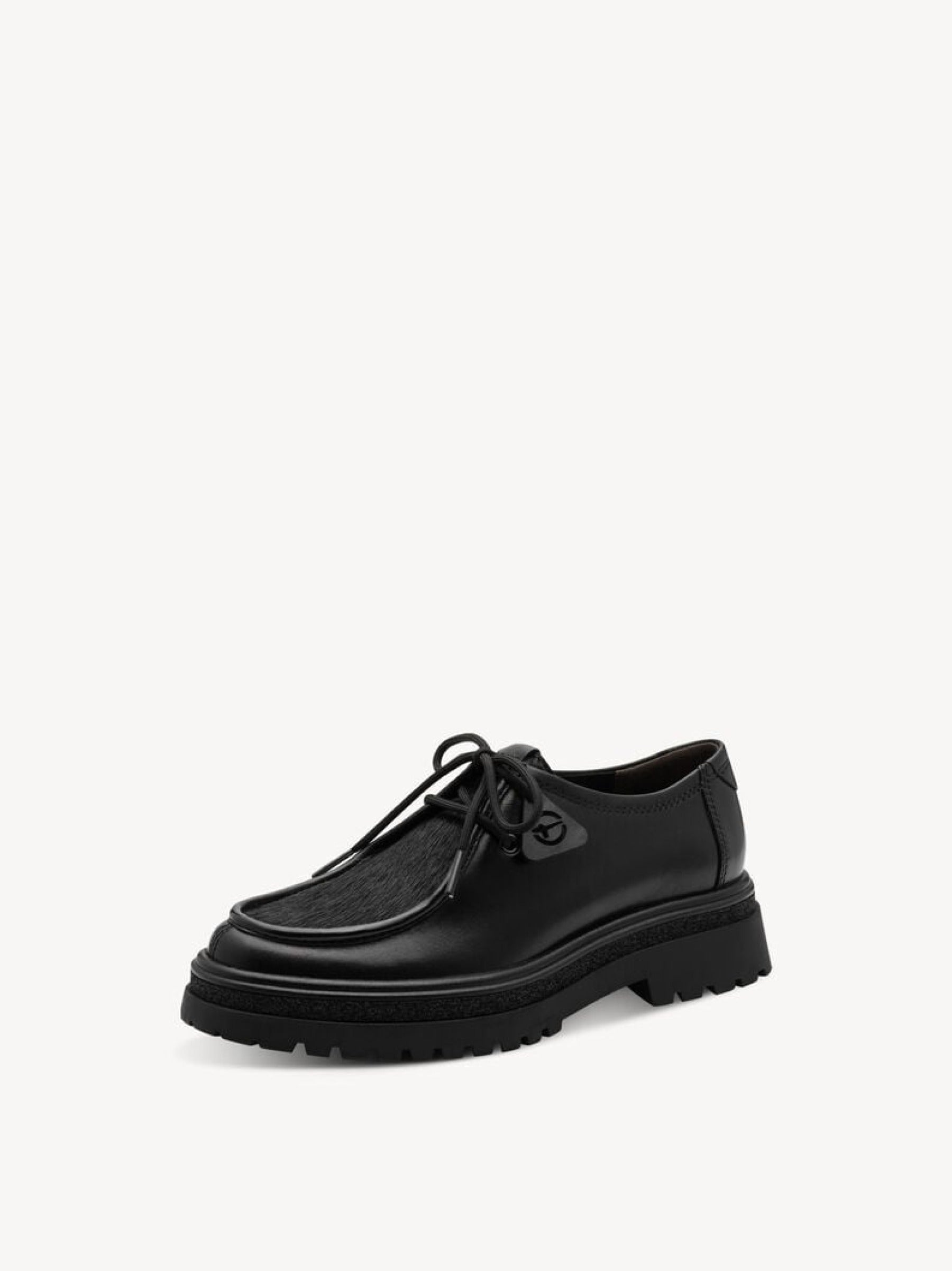 Leder-Halbschuh mit Fellimitat