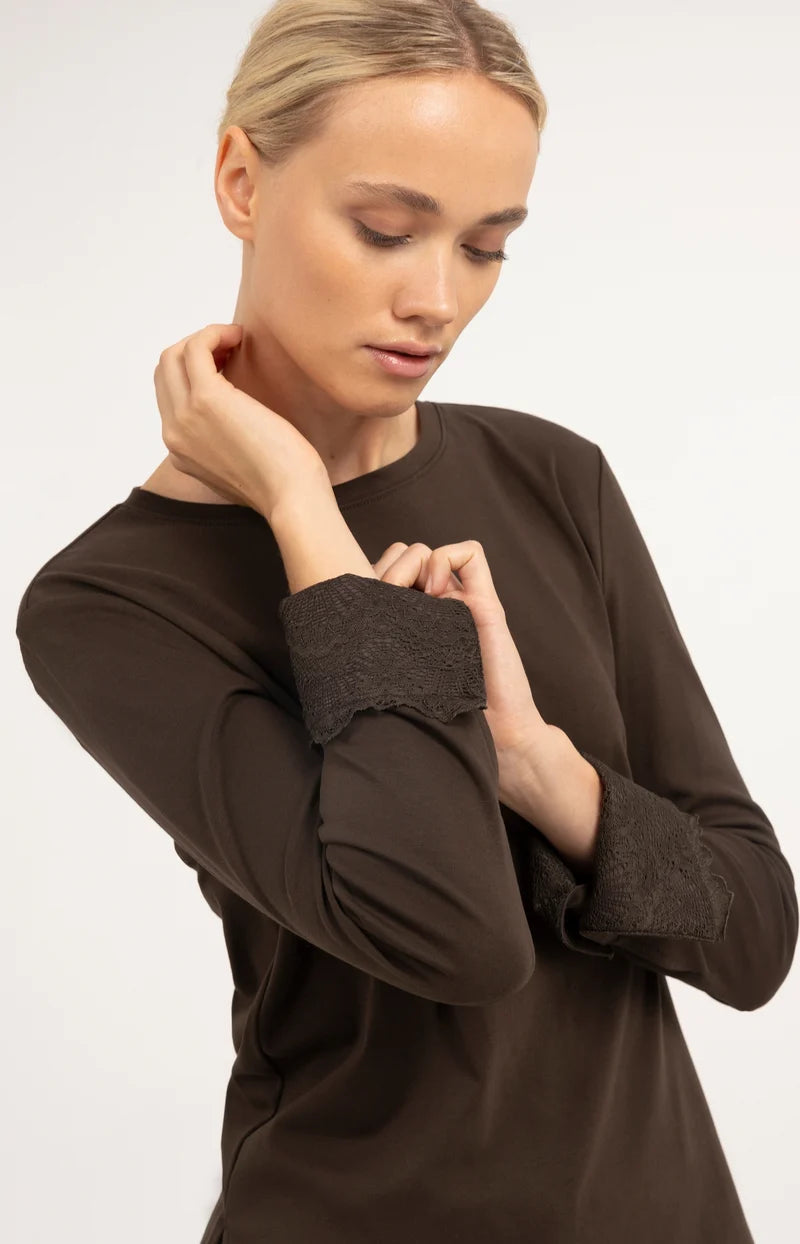 Longsleeve mit Spitzenbündchen