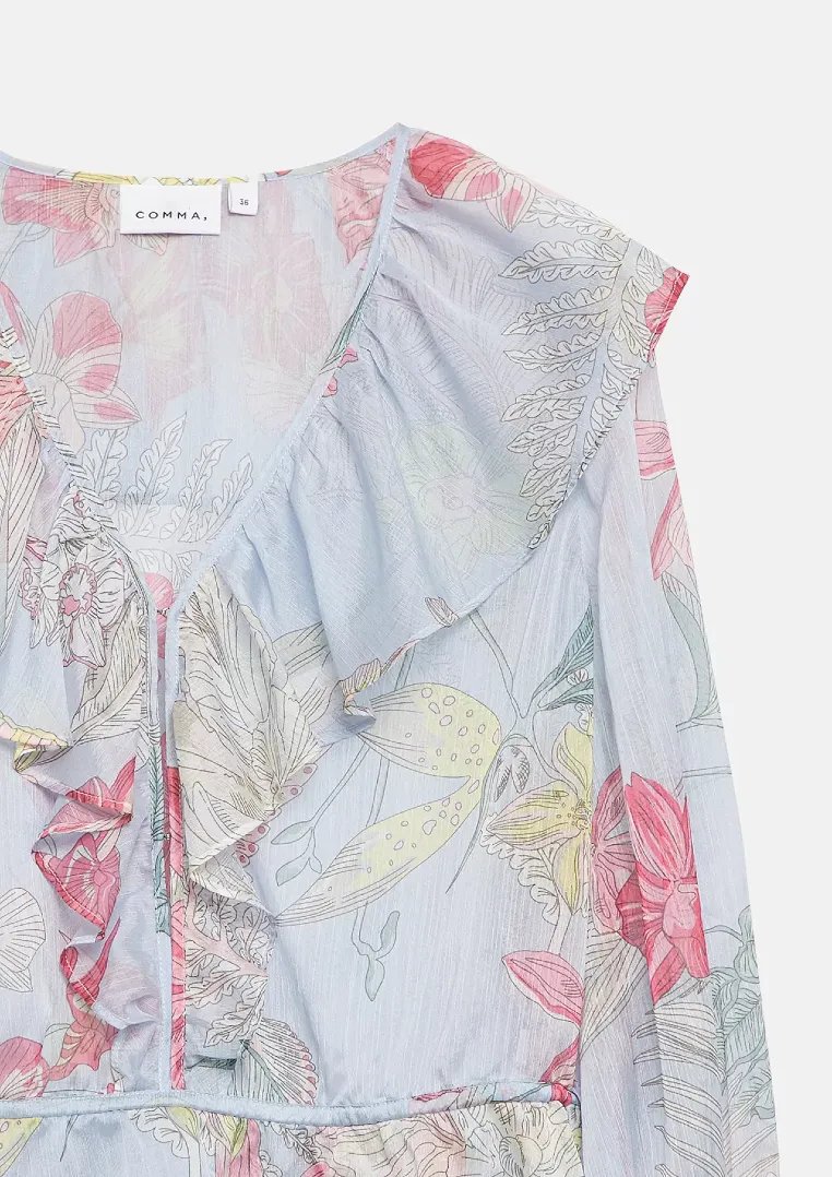 Chiffon-Bluse mit Volants