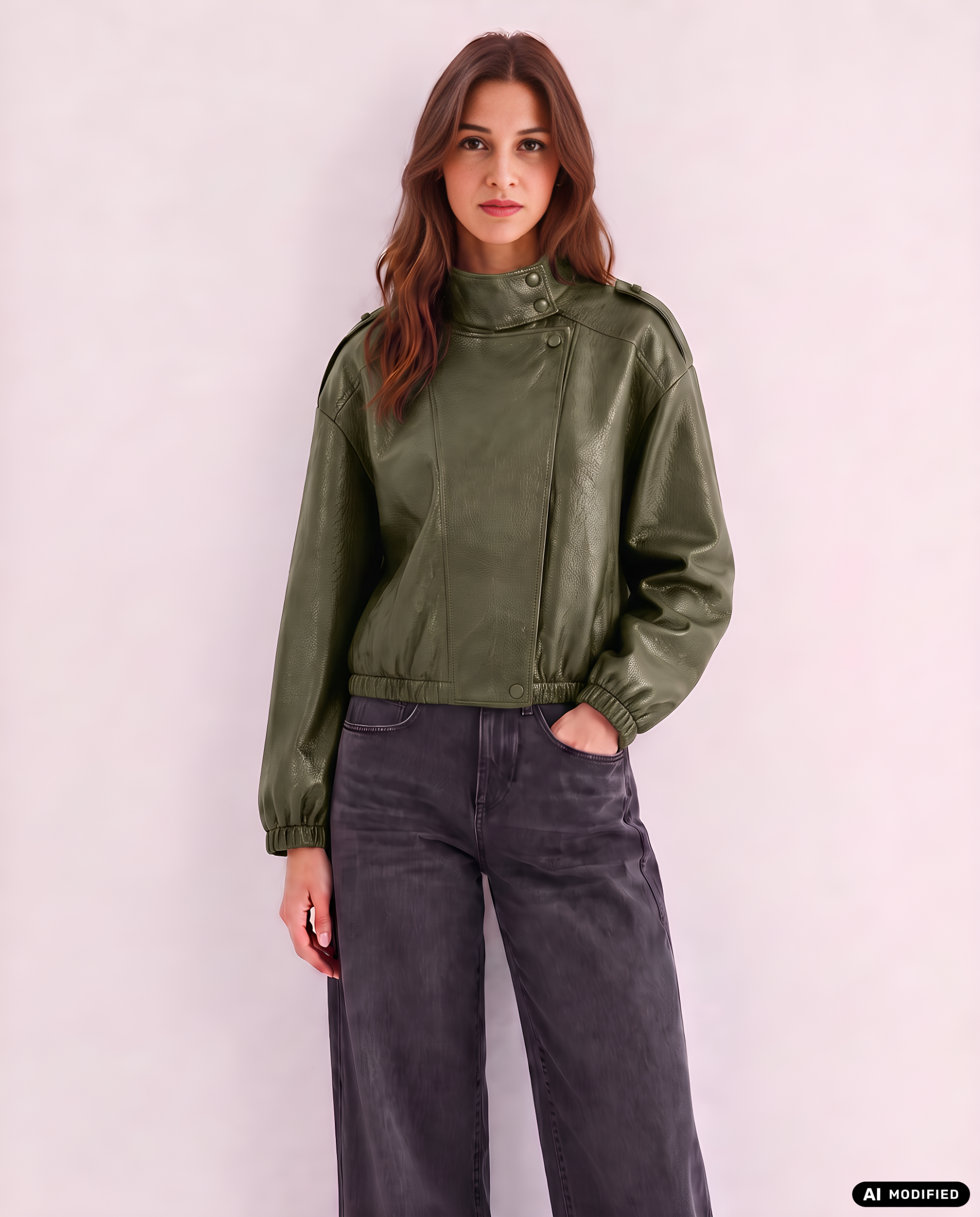 Kunstlederjacke mit Reverskragen