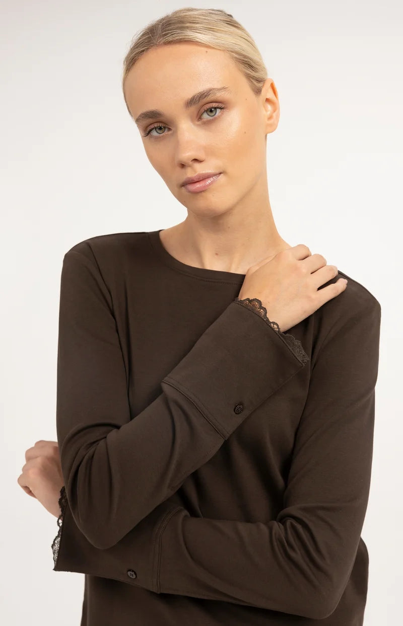 Longsleeve mit Spitzenbündchen