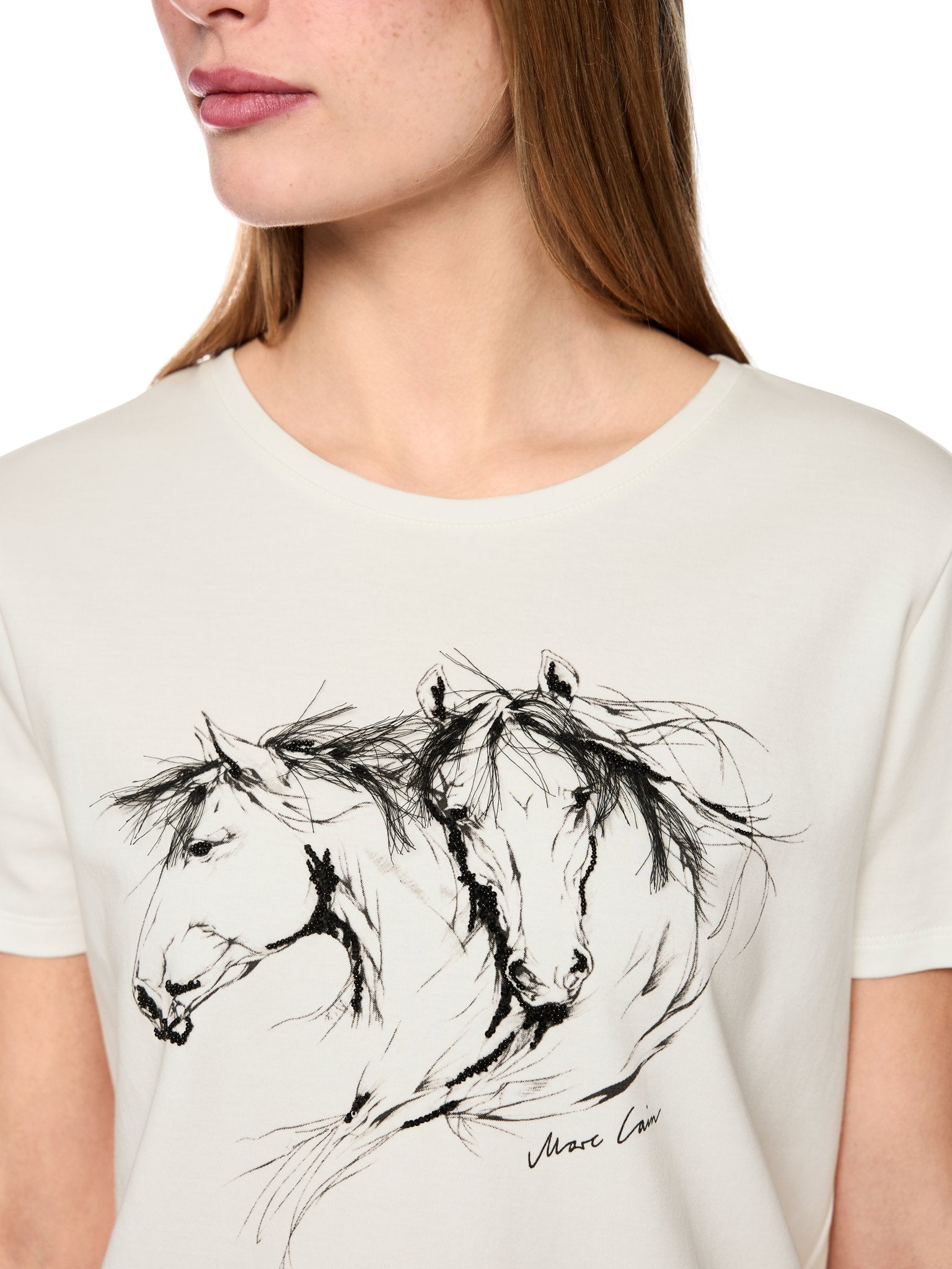 Baumwoll-Shirt mit Pferde-Motiv