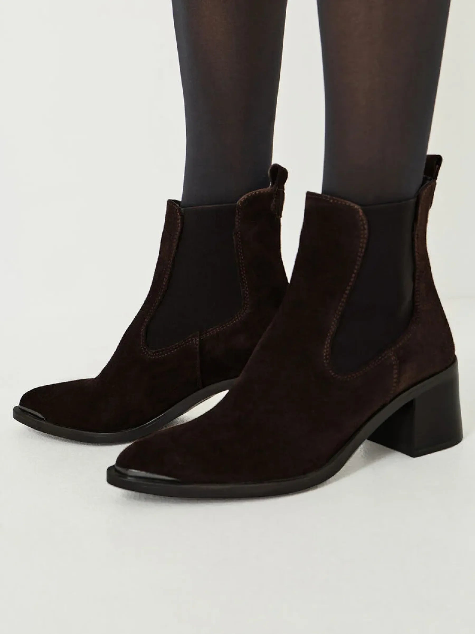 Leder Chelsae Boot mit Blockabsatz