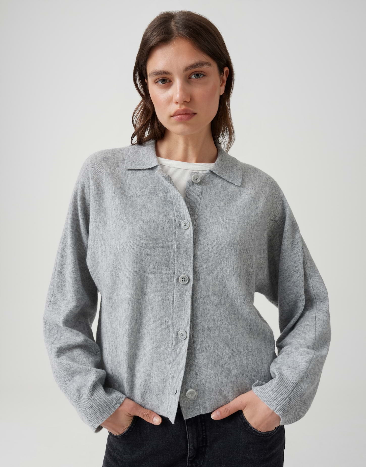 Strickcardigan aus reiner Wolle