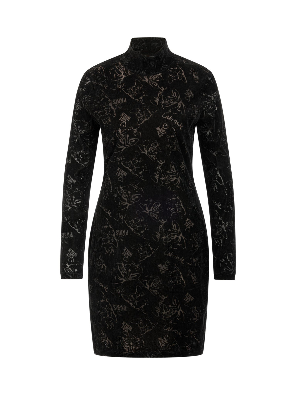Midi-Kleid mit Katzen-Print