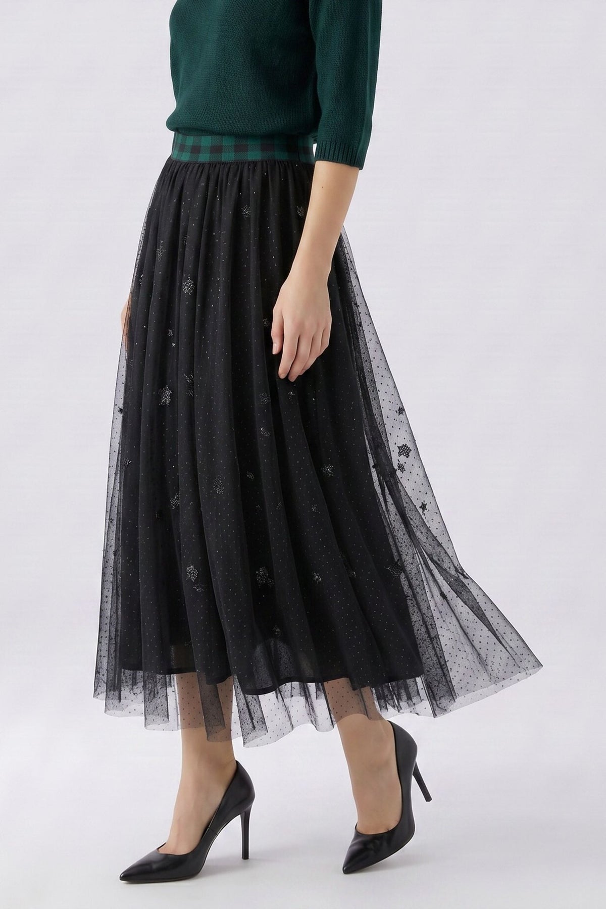 Tüllrock mit Pünktchenjacquard