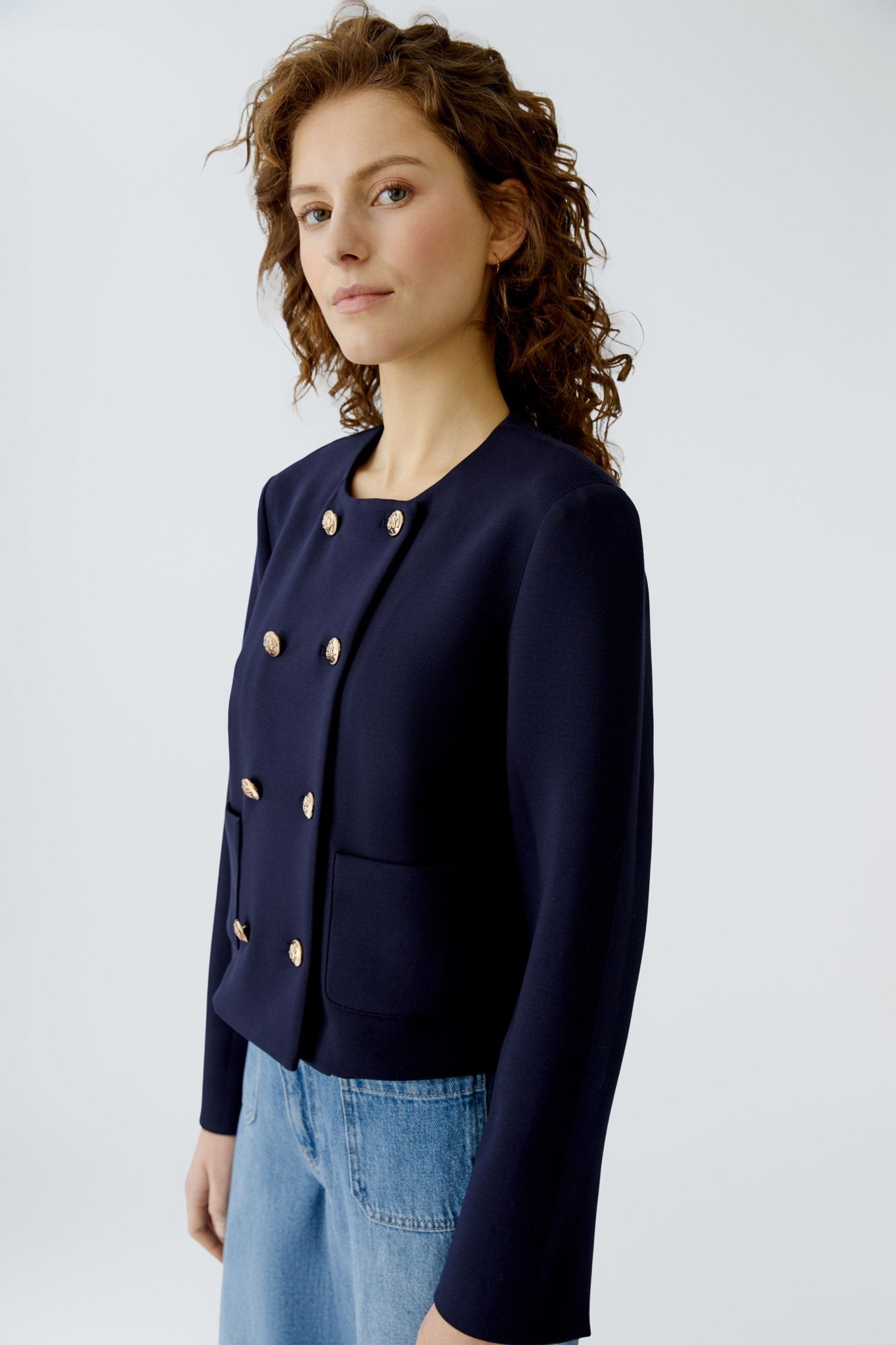 Oui Strickjacken Darkblue