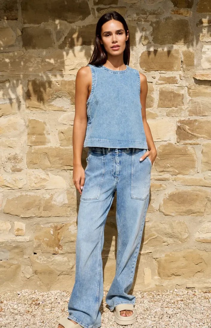 Jeans in lockerer Passform mit Tunnelzug im Bund