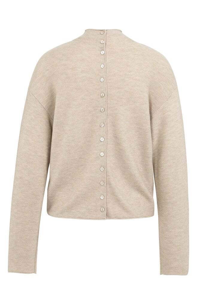 Yaya gebreide trui Oxford Tan Brown Melange