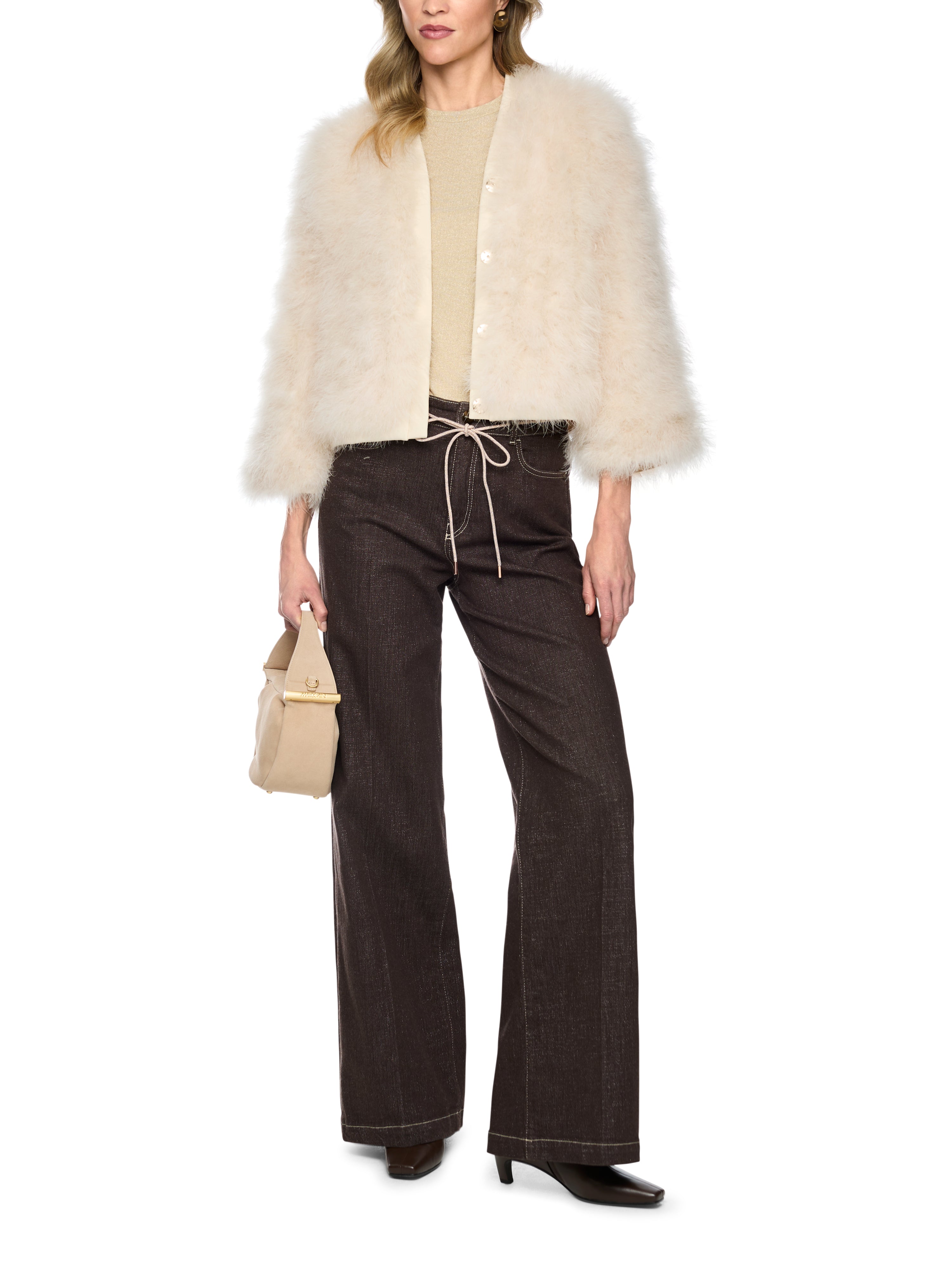 Kurze Jacke mit Federn