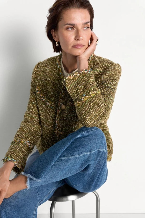 Tweed-Blazer mit Wollanteil