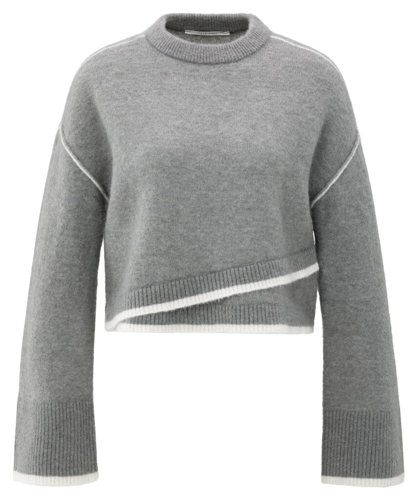 Yaya Strickpullover Taupe Grey Melange