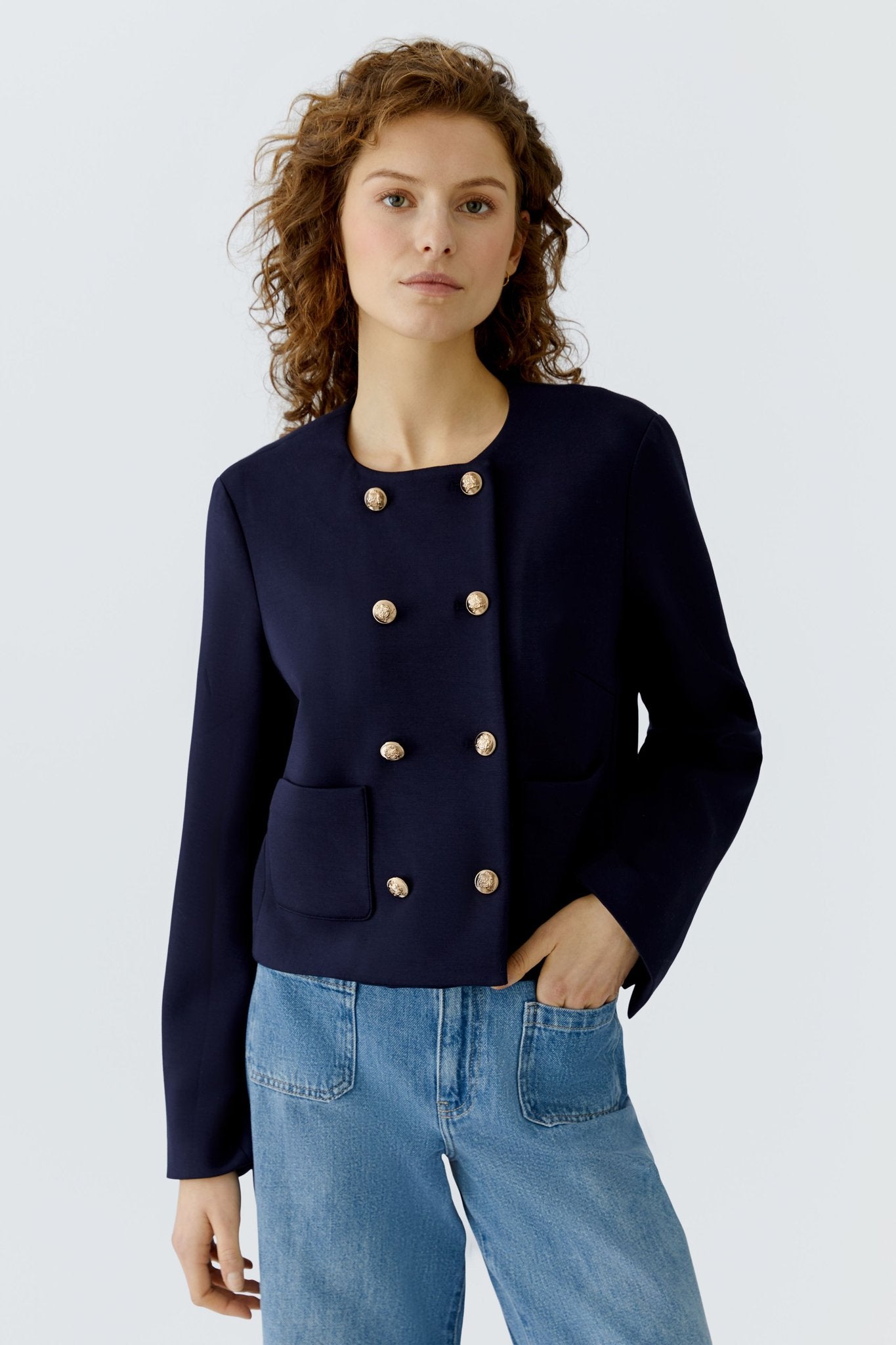 Oui Strickjacken Darkblue