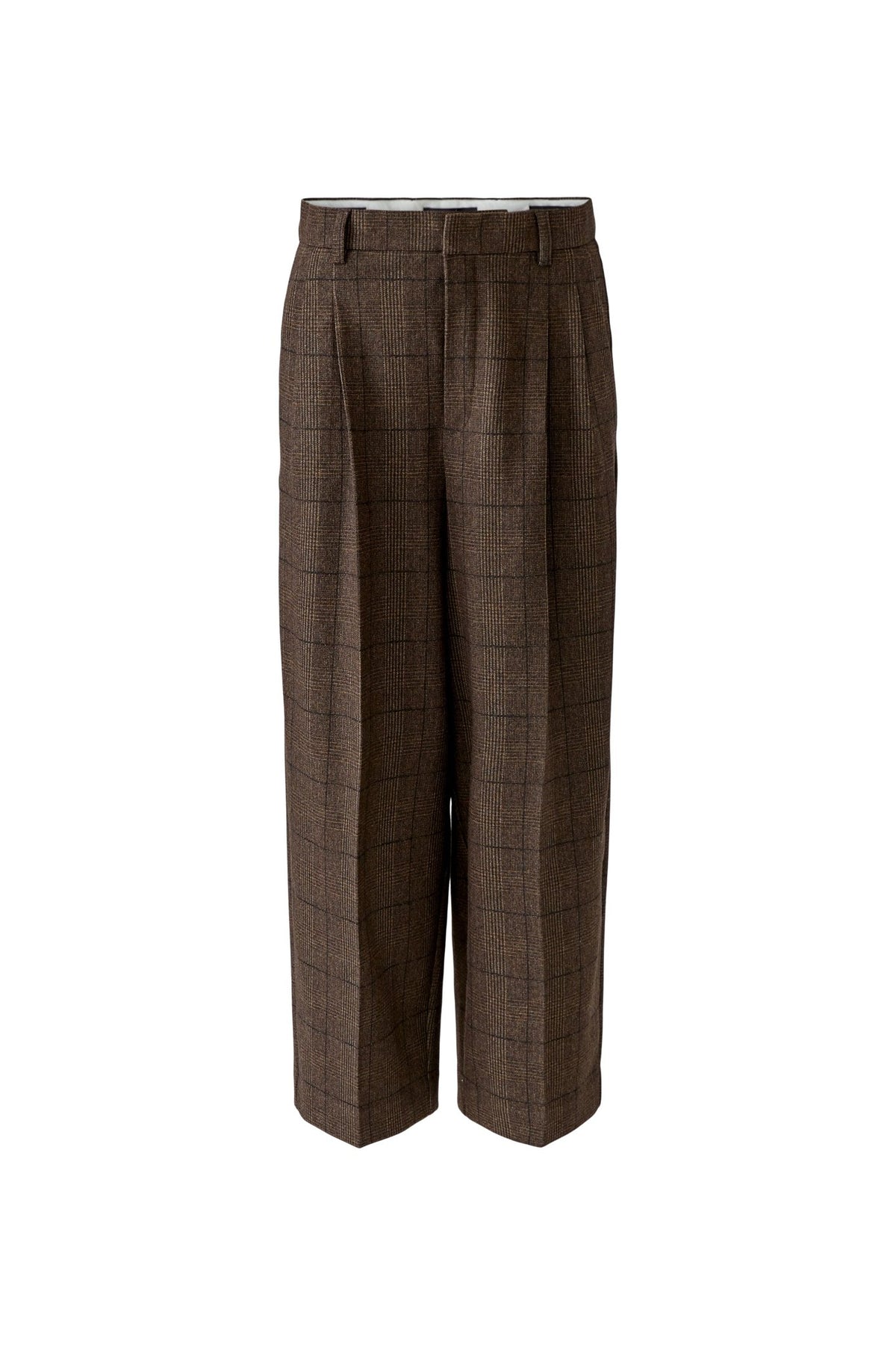Verkürzte Bundfaltenhose im Karodesign