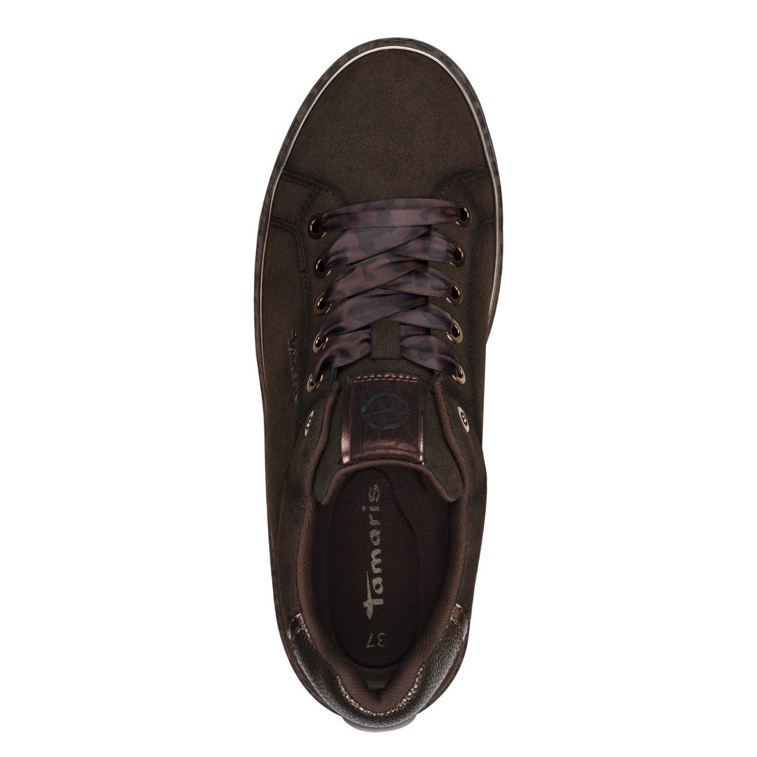 Leder Sneaker mit Leo-Print Sohle