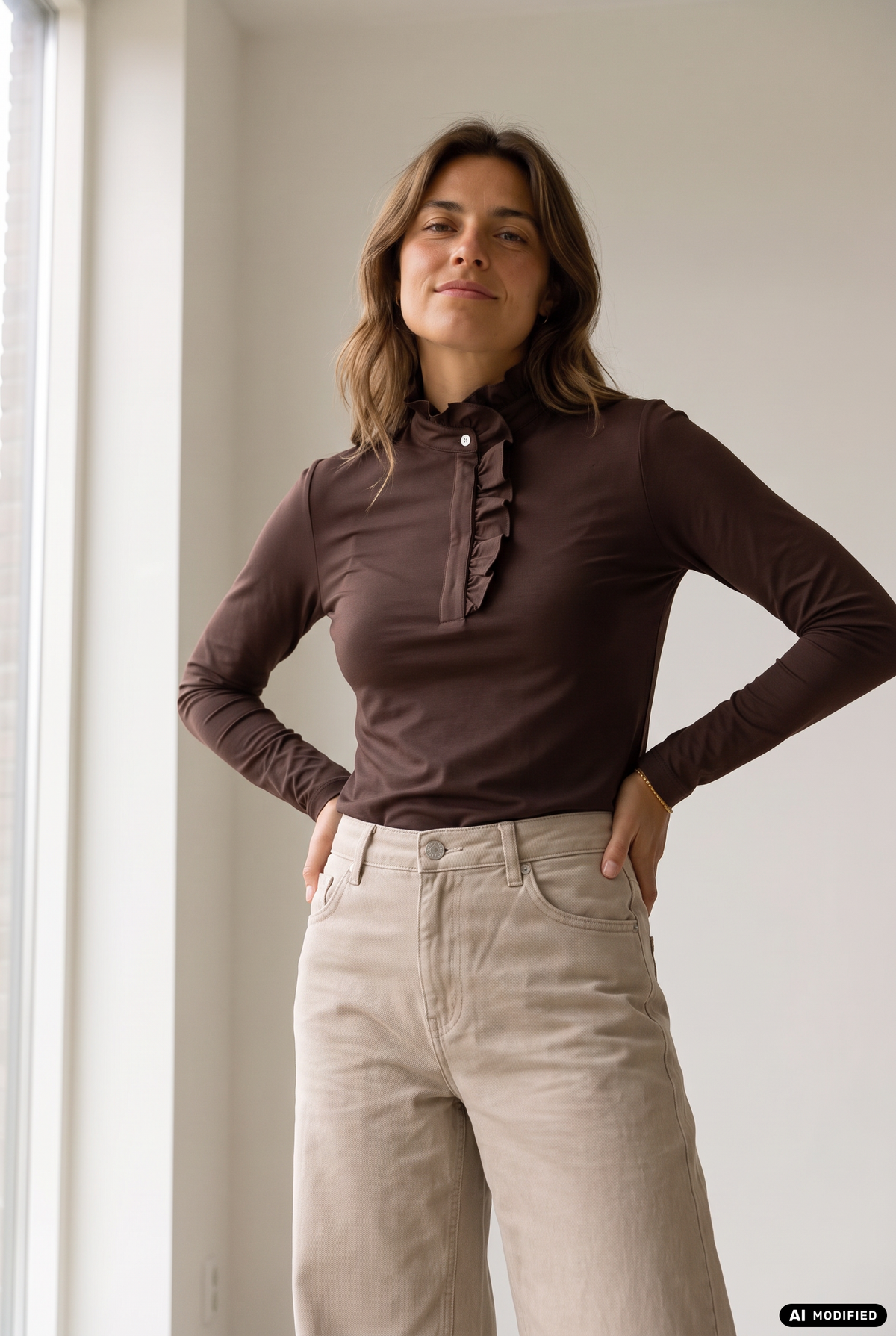 Longsleeve mit Rüschenkragen