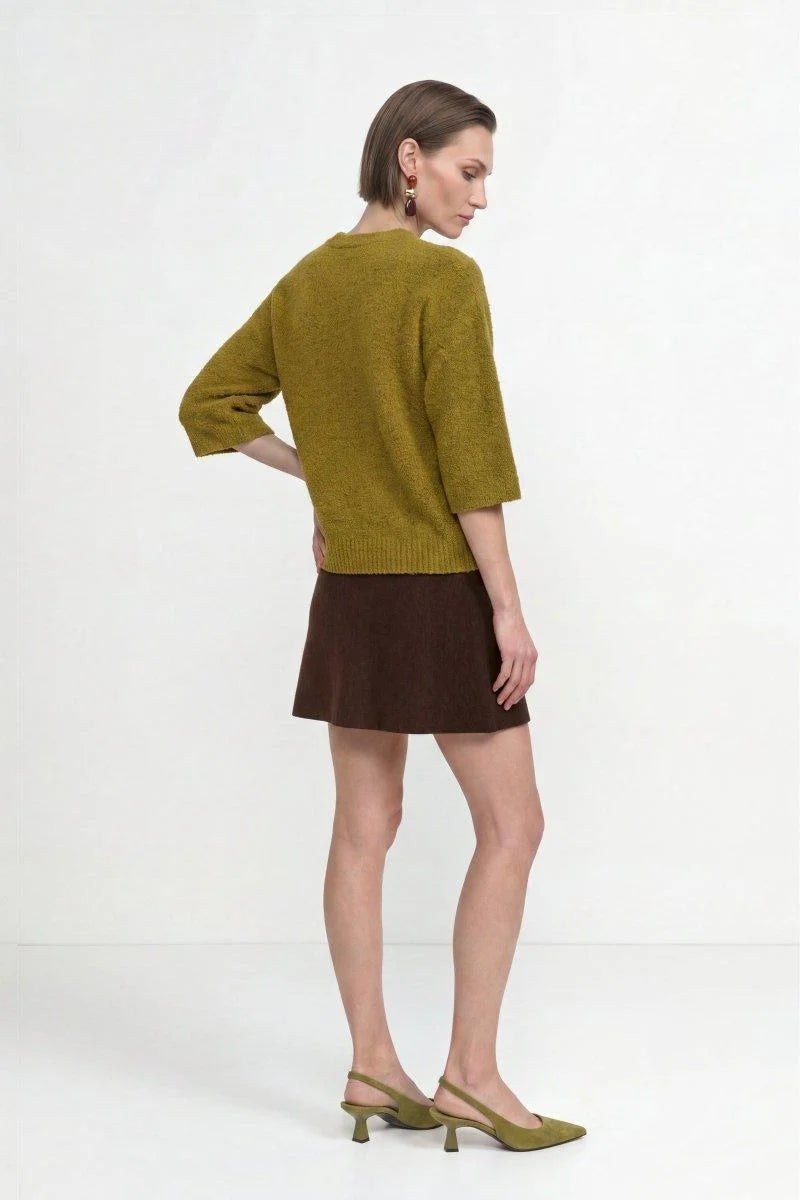 Bouclé-Pullover mit Halbarm