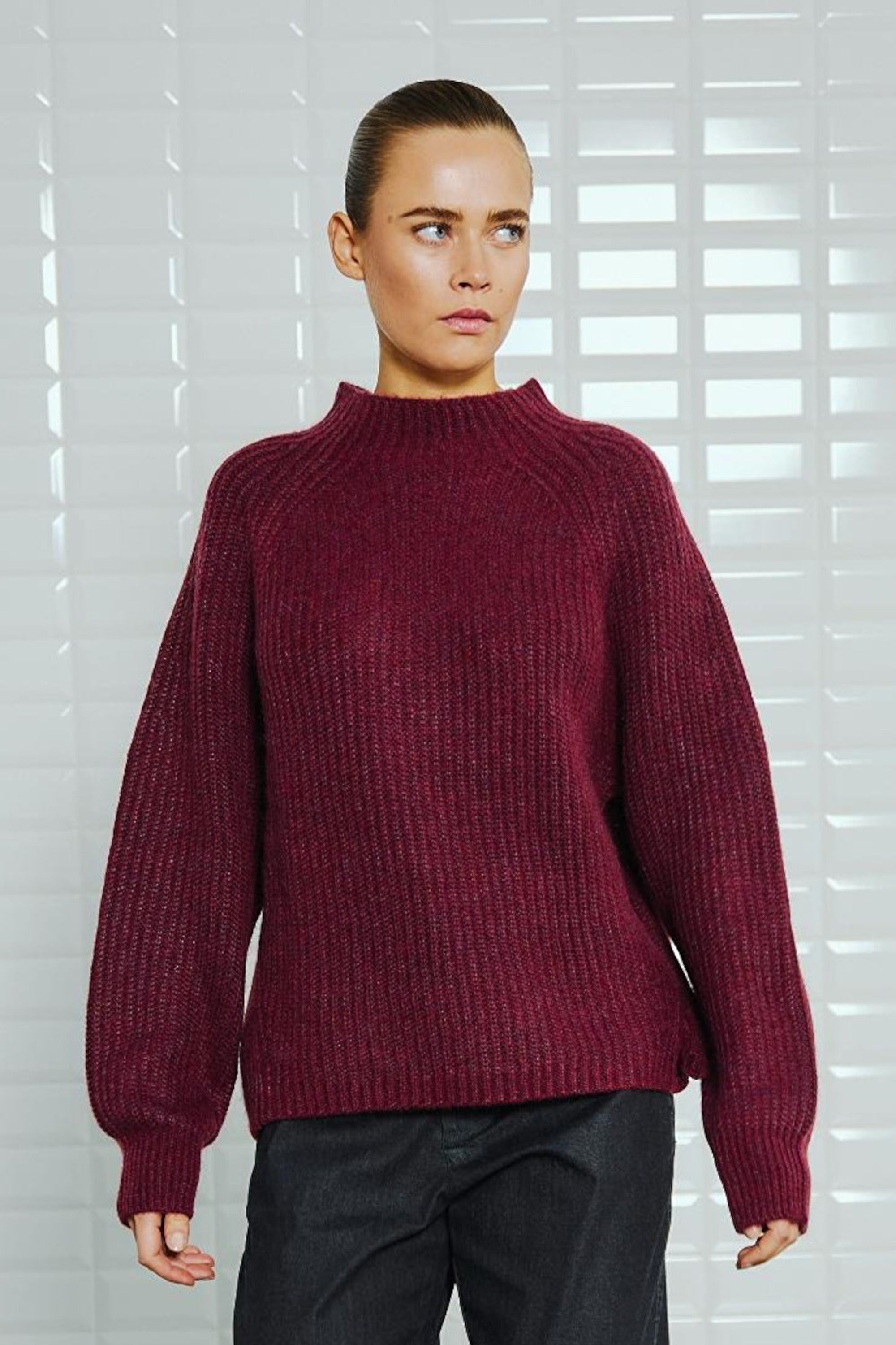 WithBlack Strickpullover Wine Melange