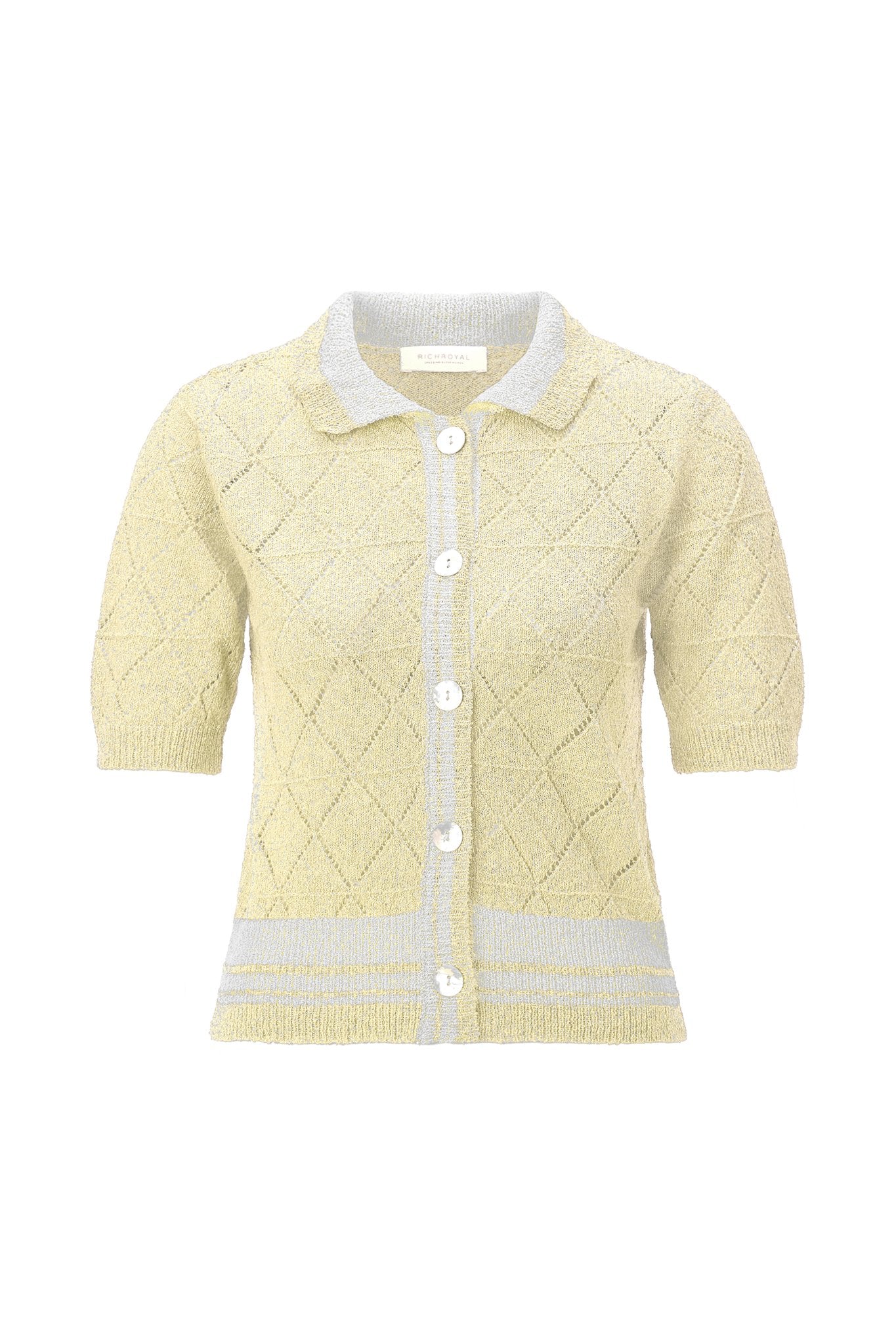 Ajour-Cardigan mit Polokragen