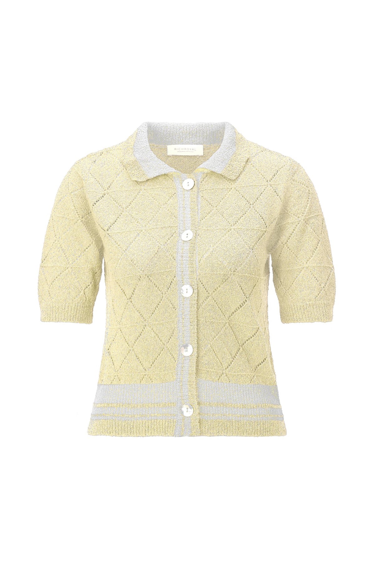 Ajour-Cardigan mit Polokragen