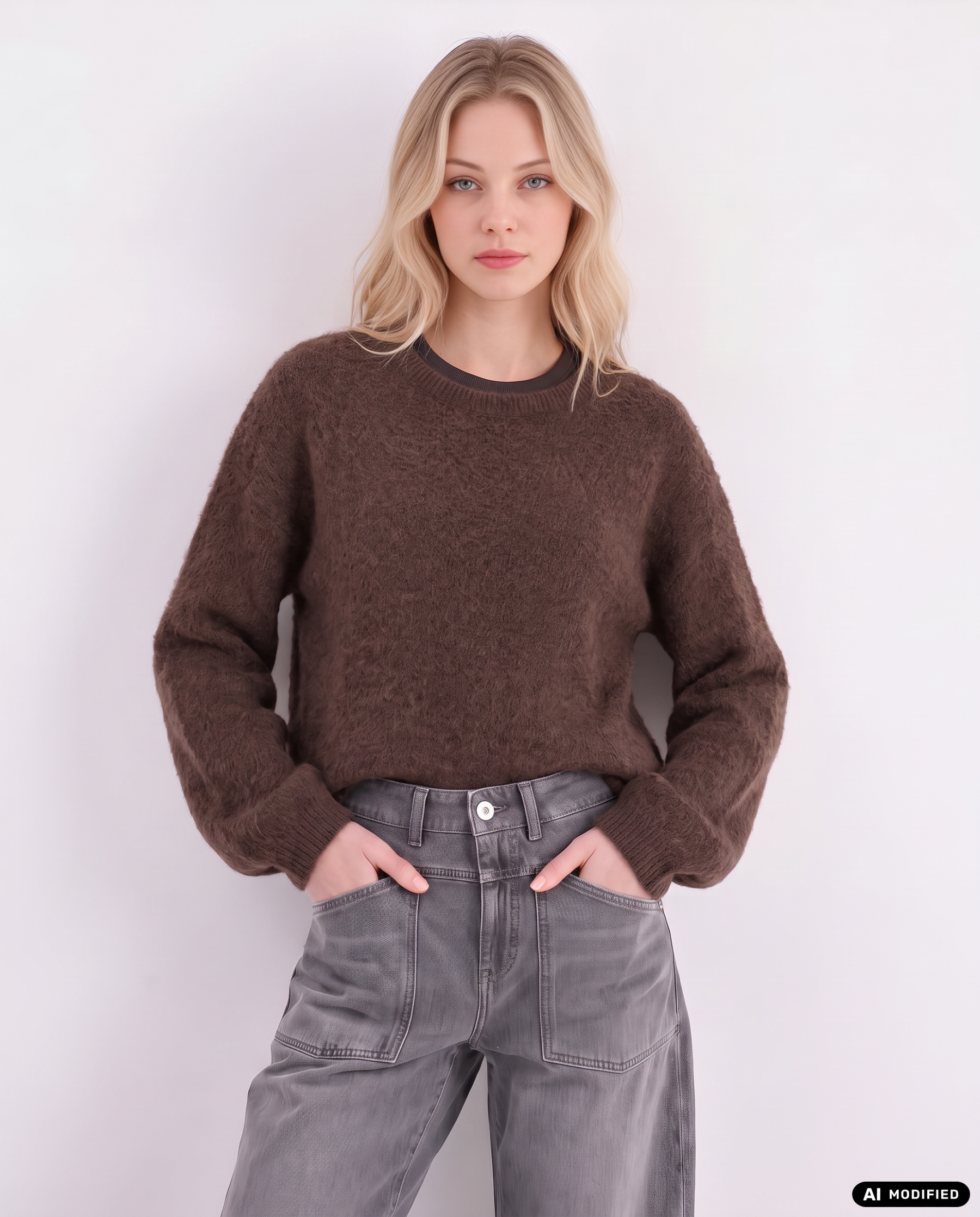 Strickpullover mit Rundhalsausschnitt
