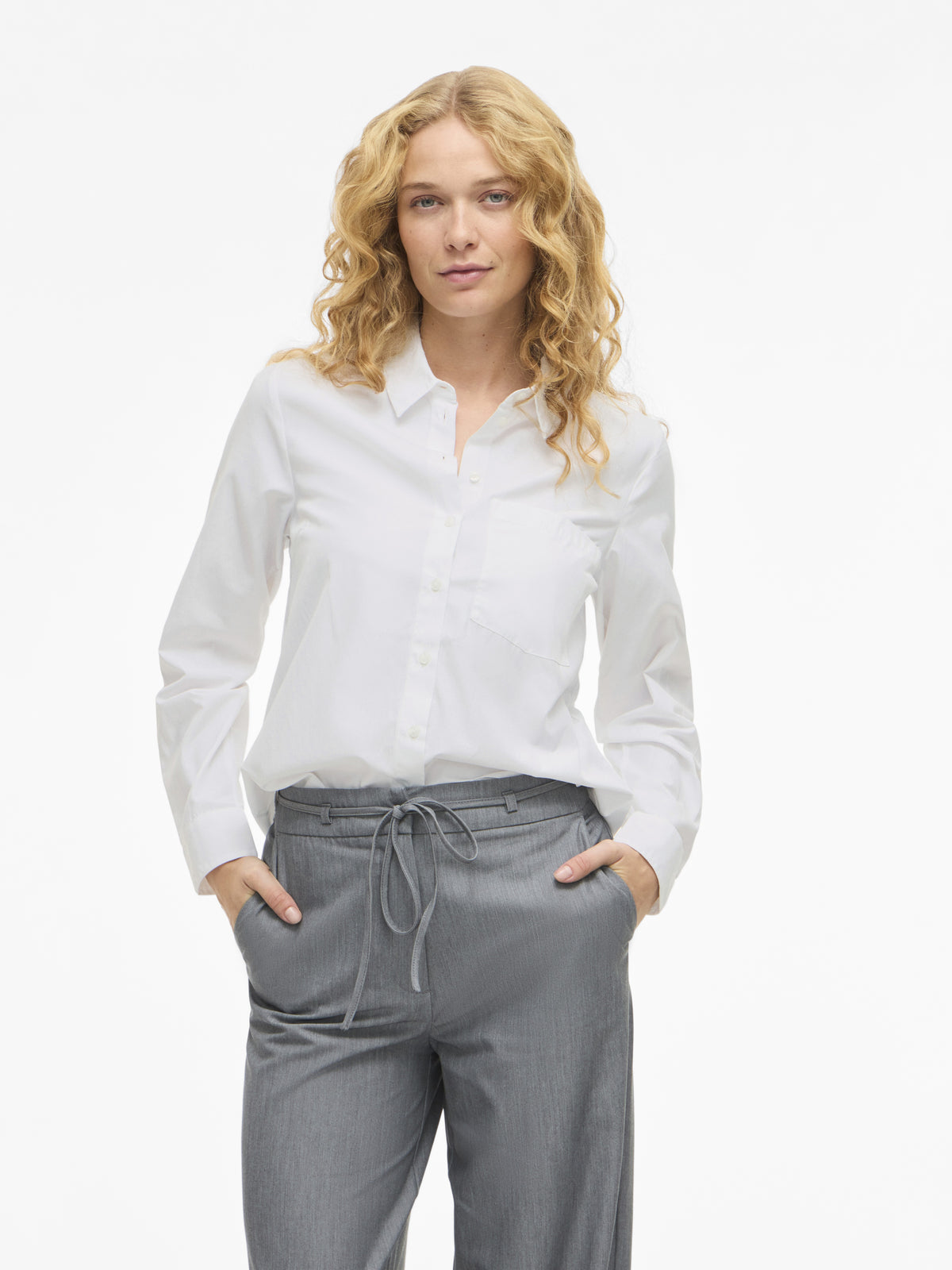 VILA Blusen Bright White