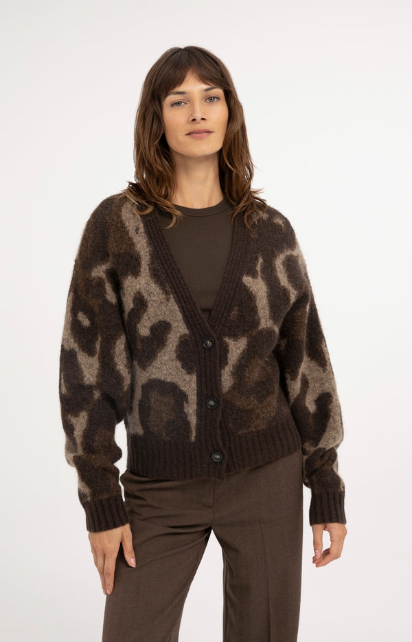 Strickcardigan mit Muster und Fledermausärmeln