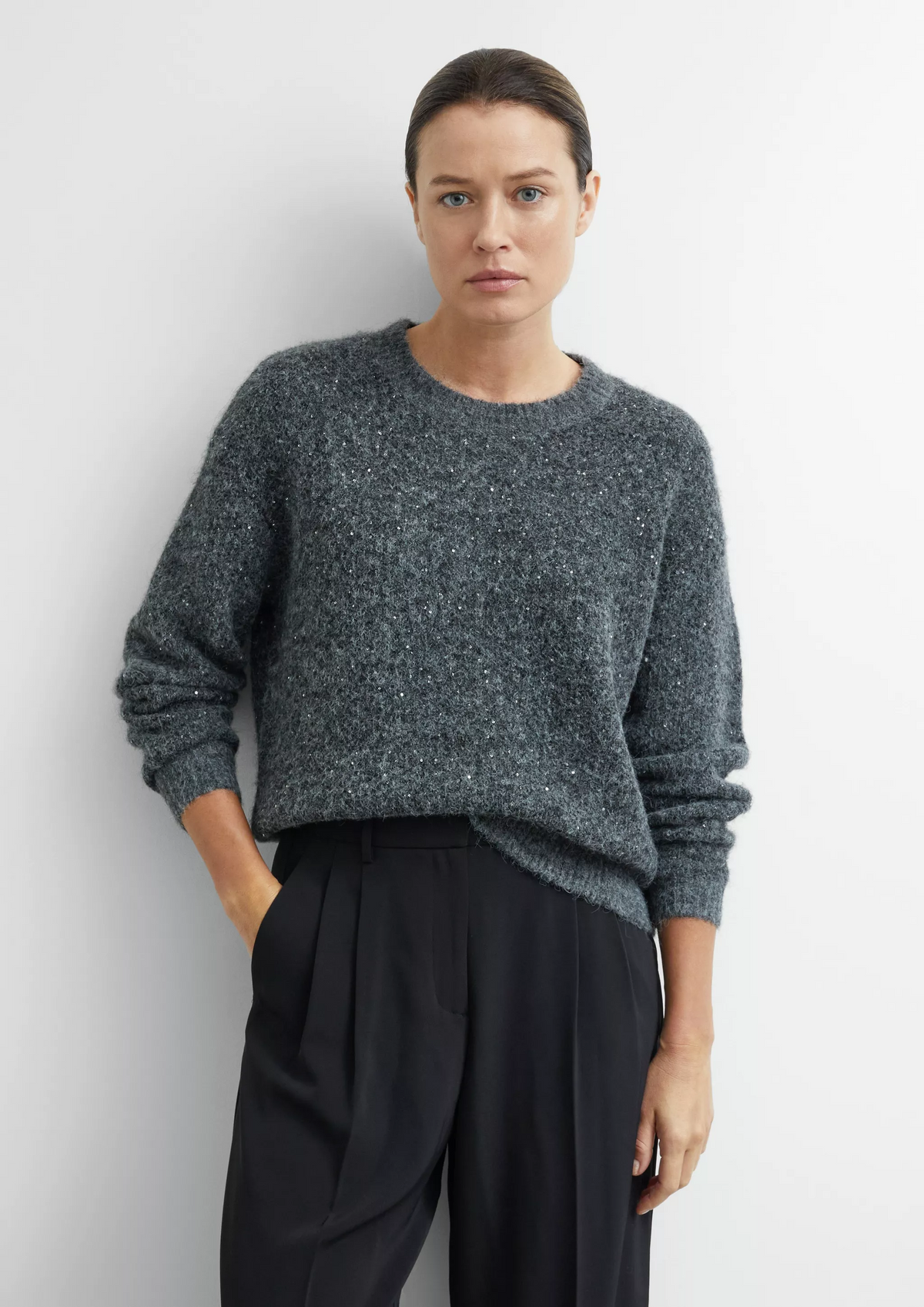 Comma Strickpullover Grey/Black