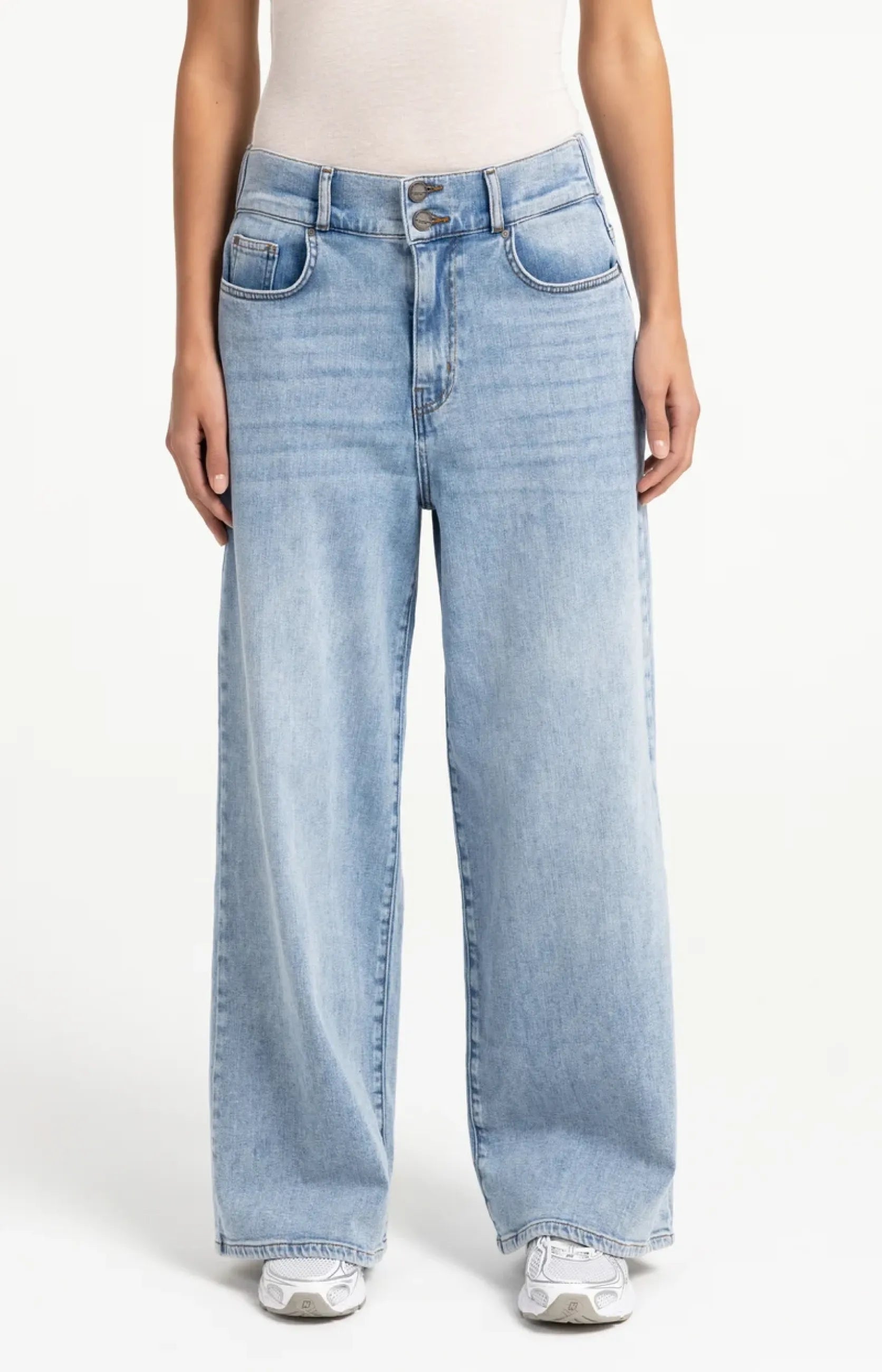 Jeans mit weitem Bein und markantem Bund