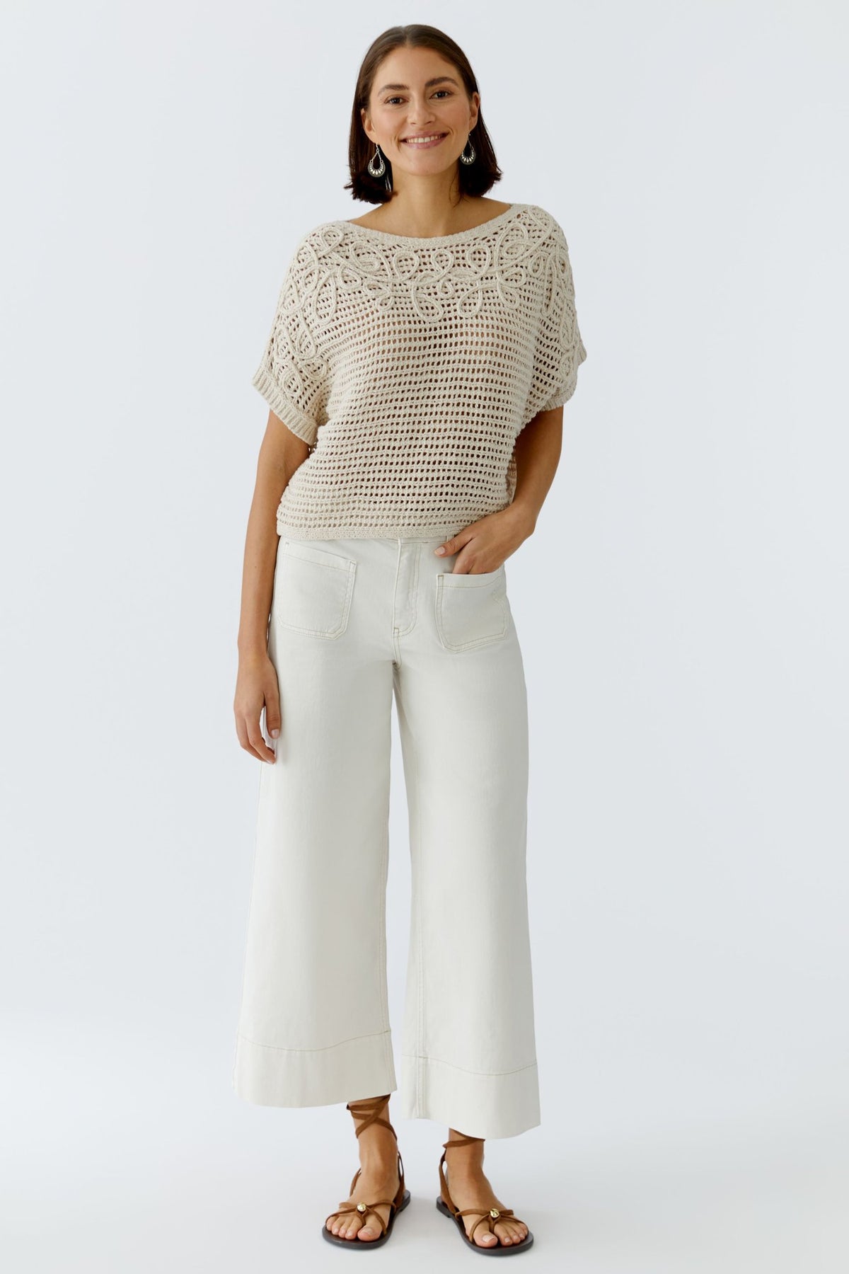 Oui Strickpullover Biscuit