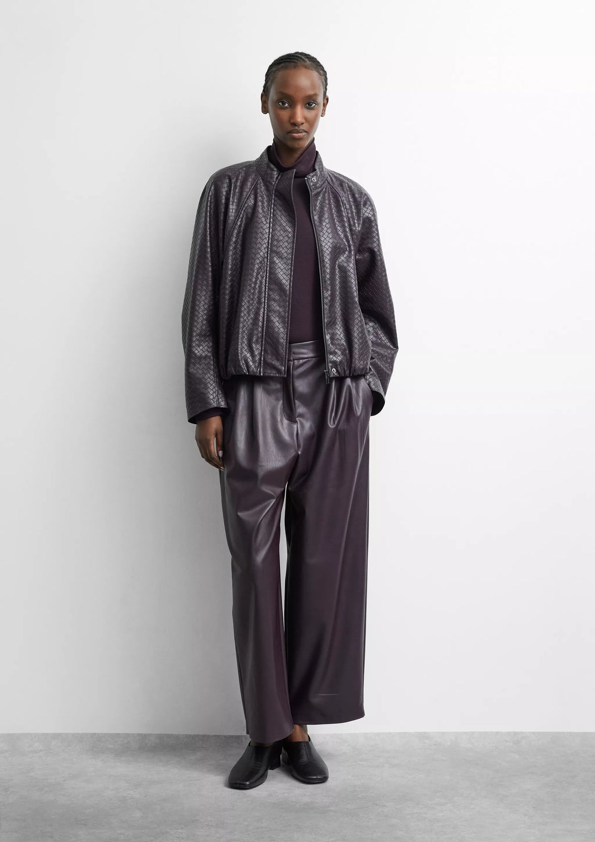 Lederimitatjacke mit Ballonsaum
