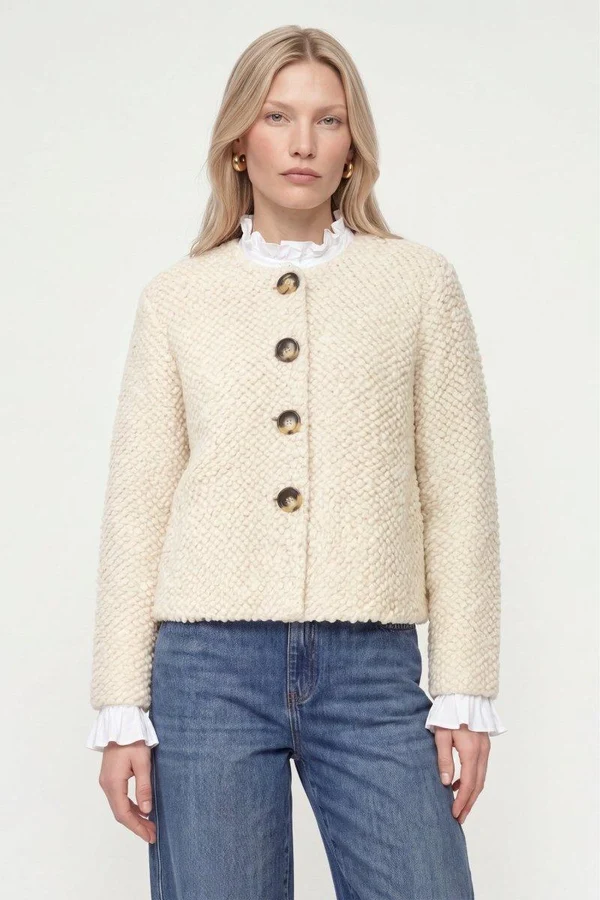Bouclé-Cardigan mit Noppenstrick