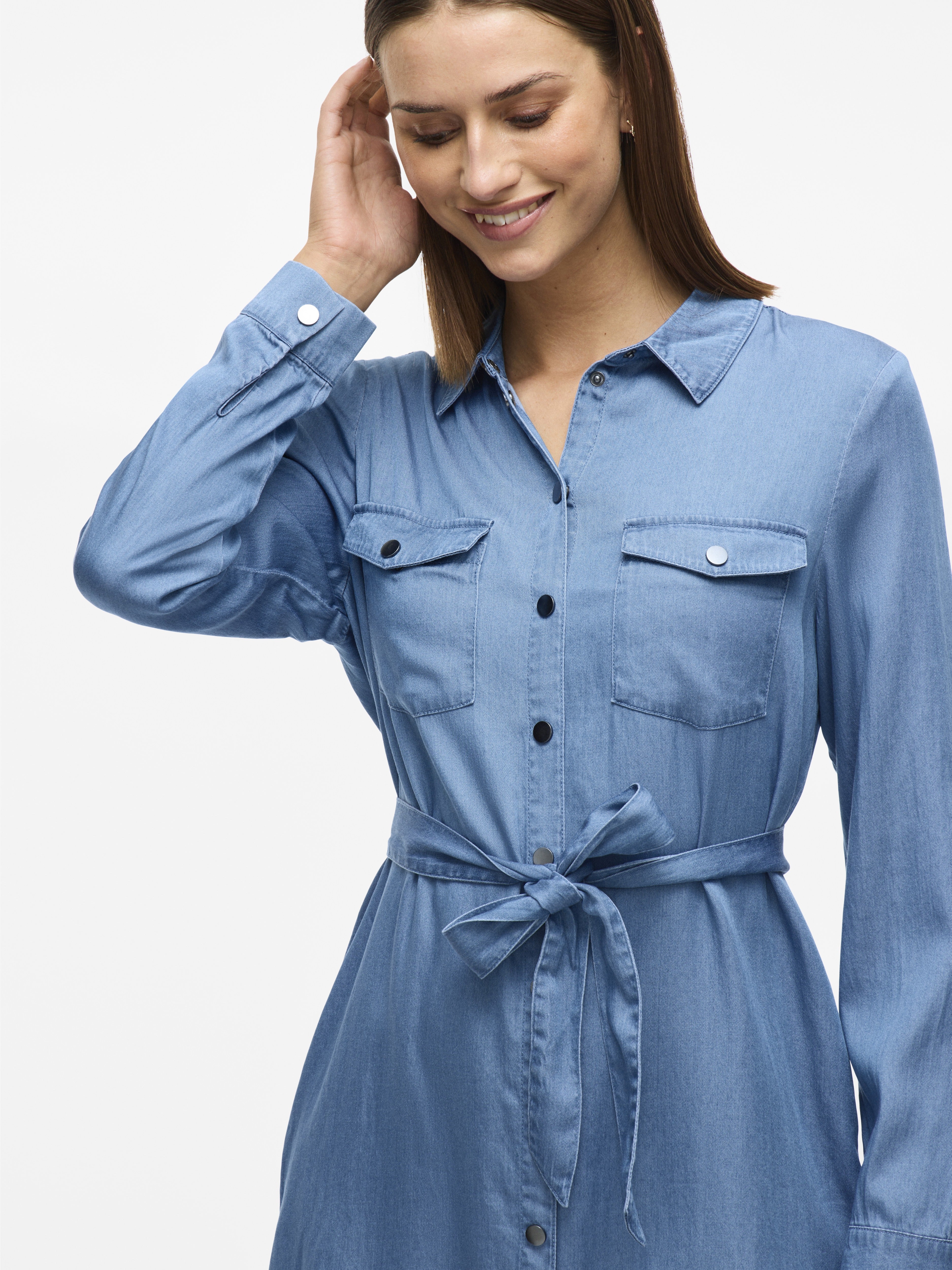 VILA Kleider Medium Blue Denim