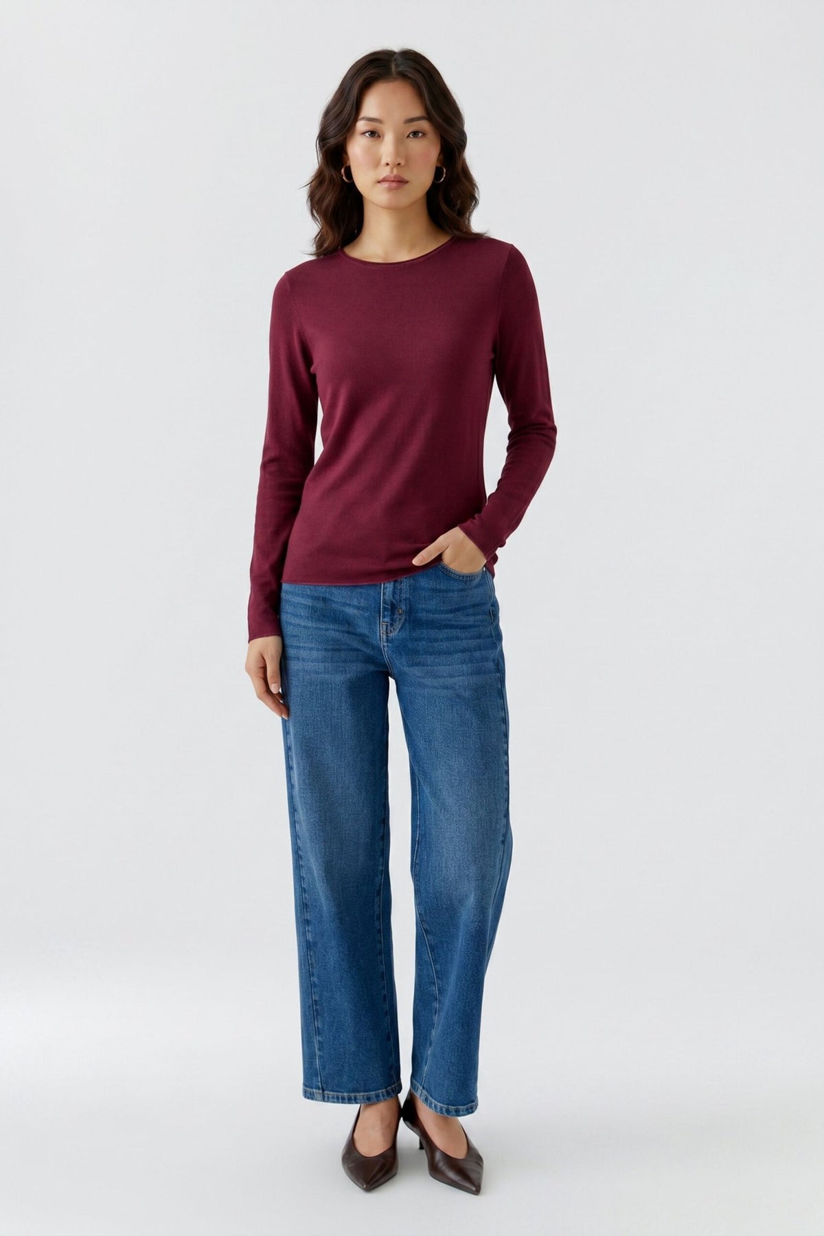 Longsleeve mit U-Boot Ausschnitt