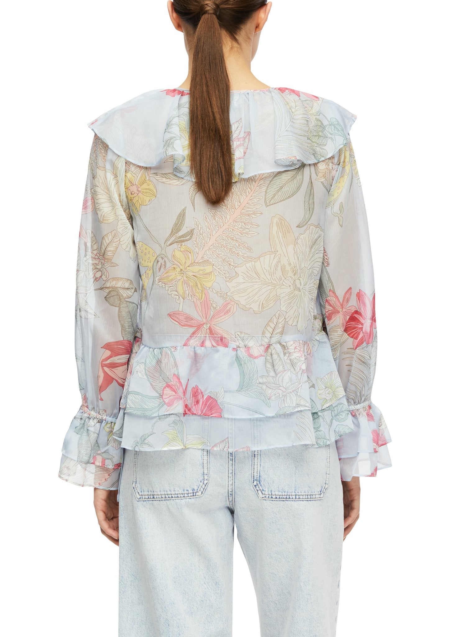 Chiffon-Bluse mit Volants