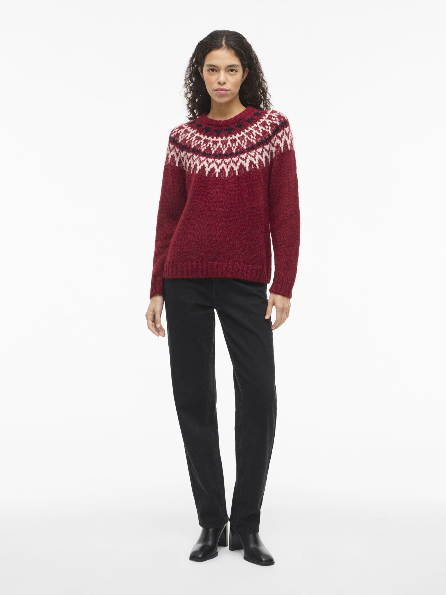 VILA Strickpullover Jester Red/Slnm/Navy Blazer