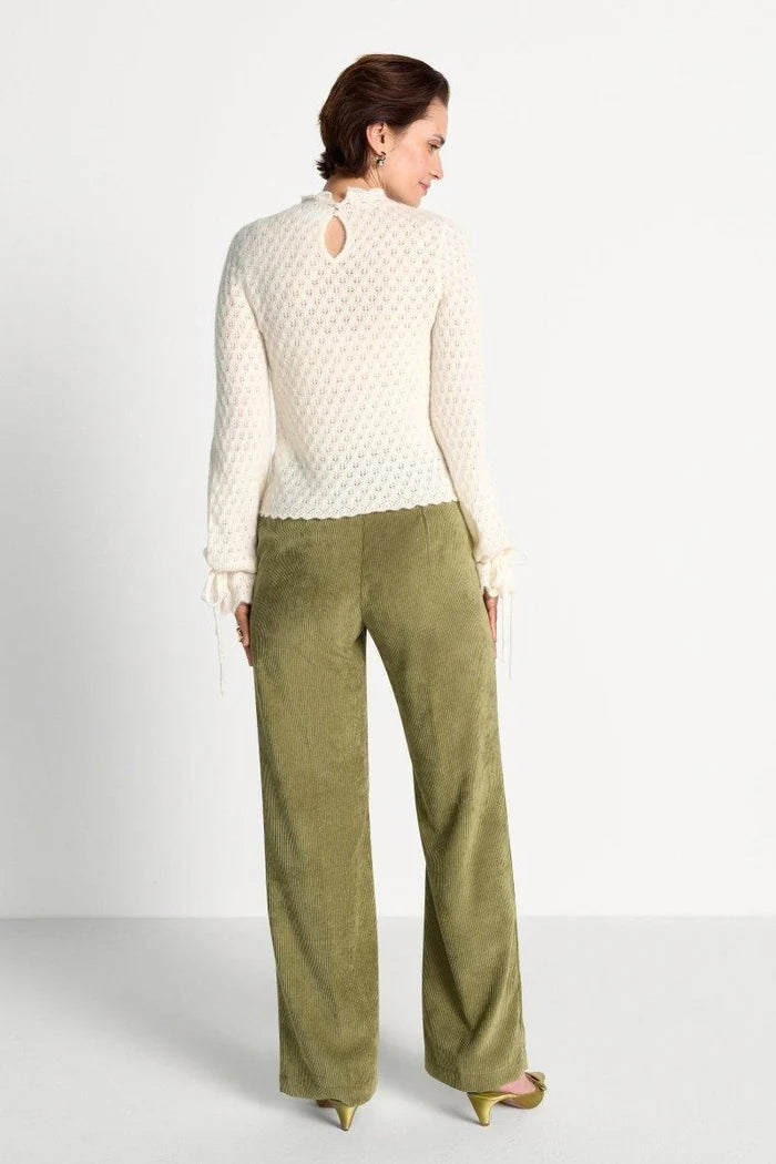 Ajour-Strickpullover mit Stehkragen