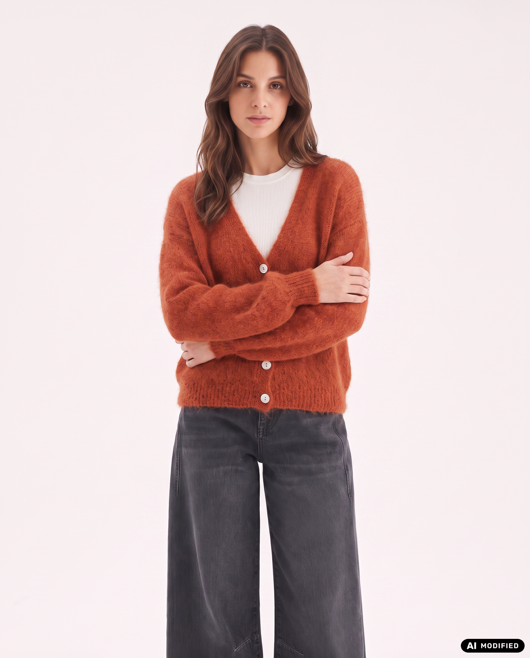 Strickjacke mit Tiefen V-Ausschnitt