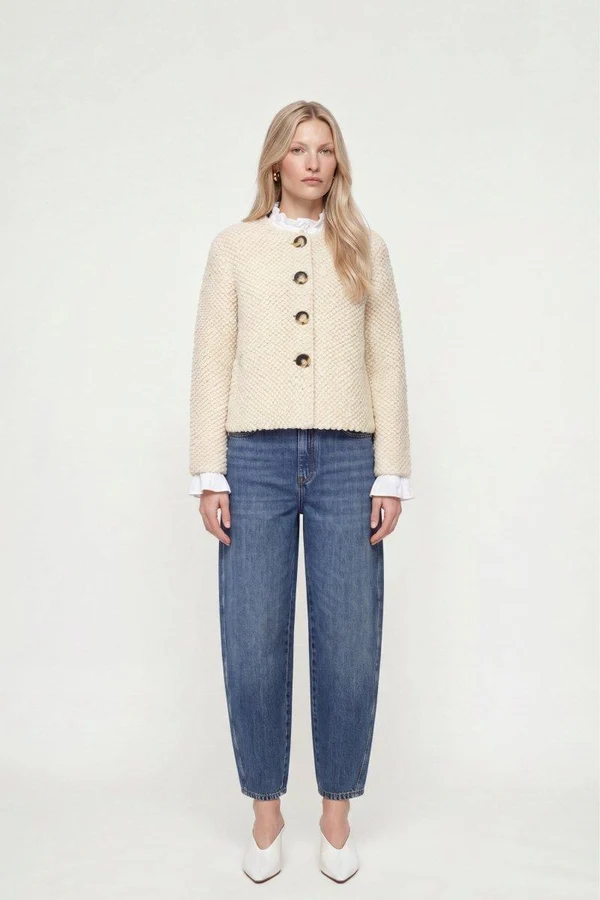 Bouclé-Cardigan mit Noppenstrick