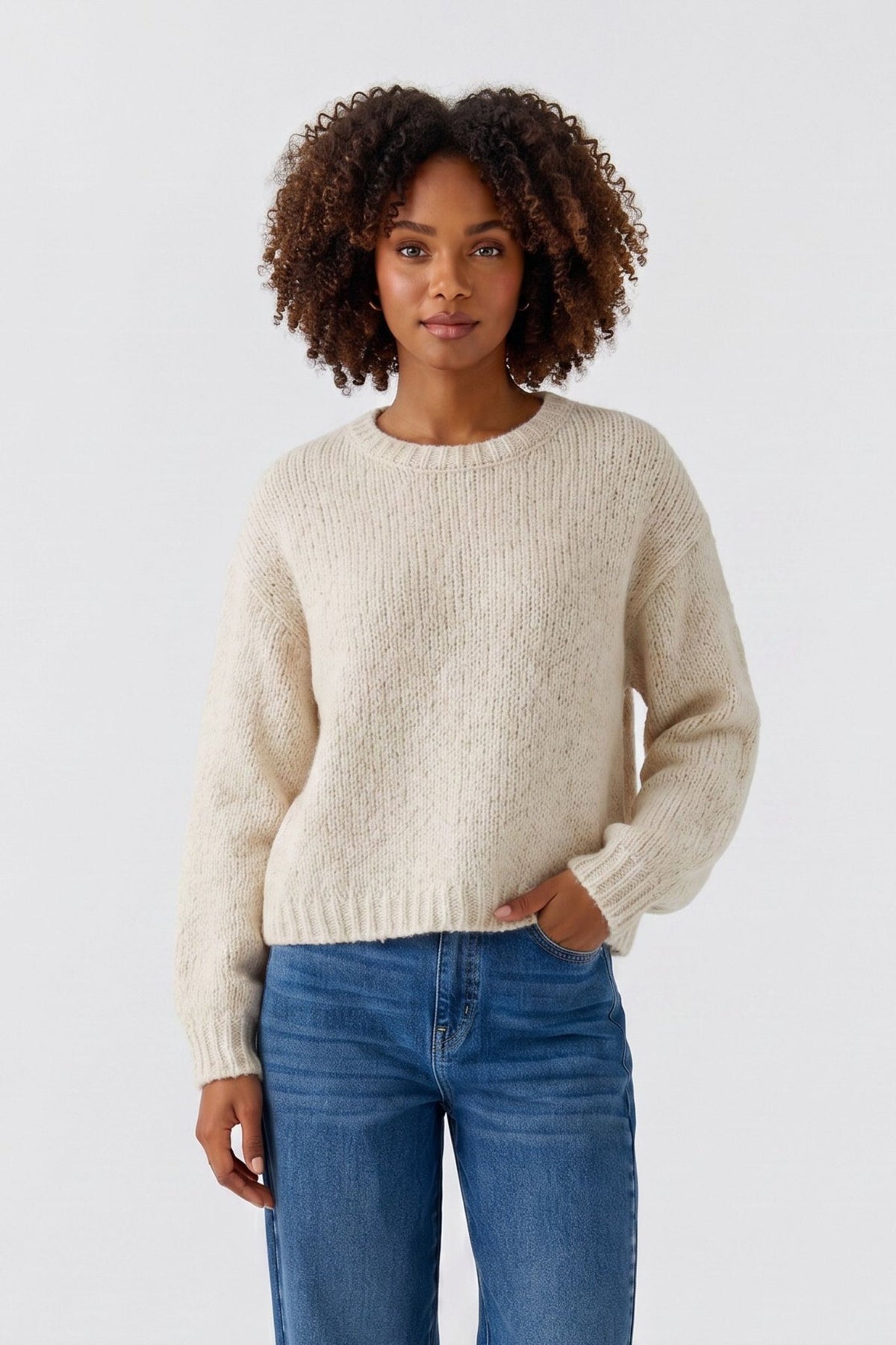Strickpullover mit Rundhals