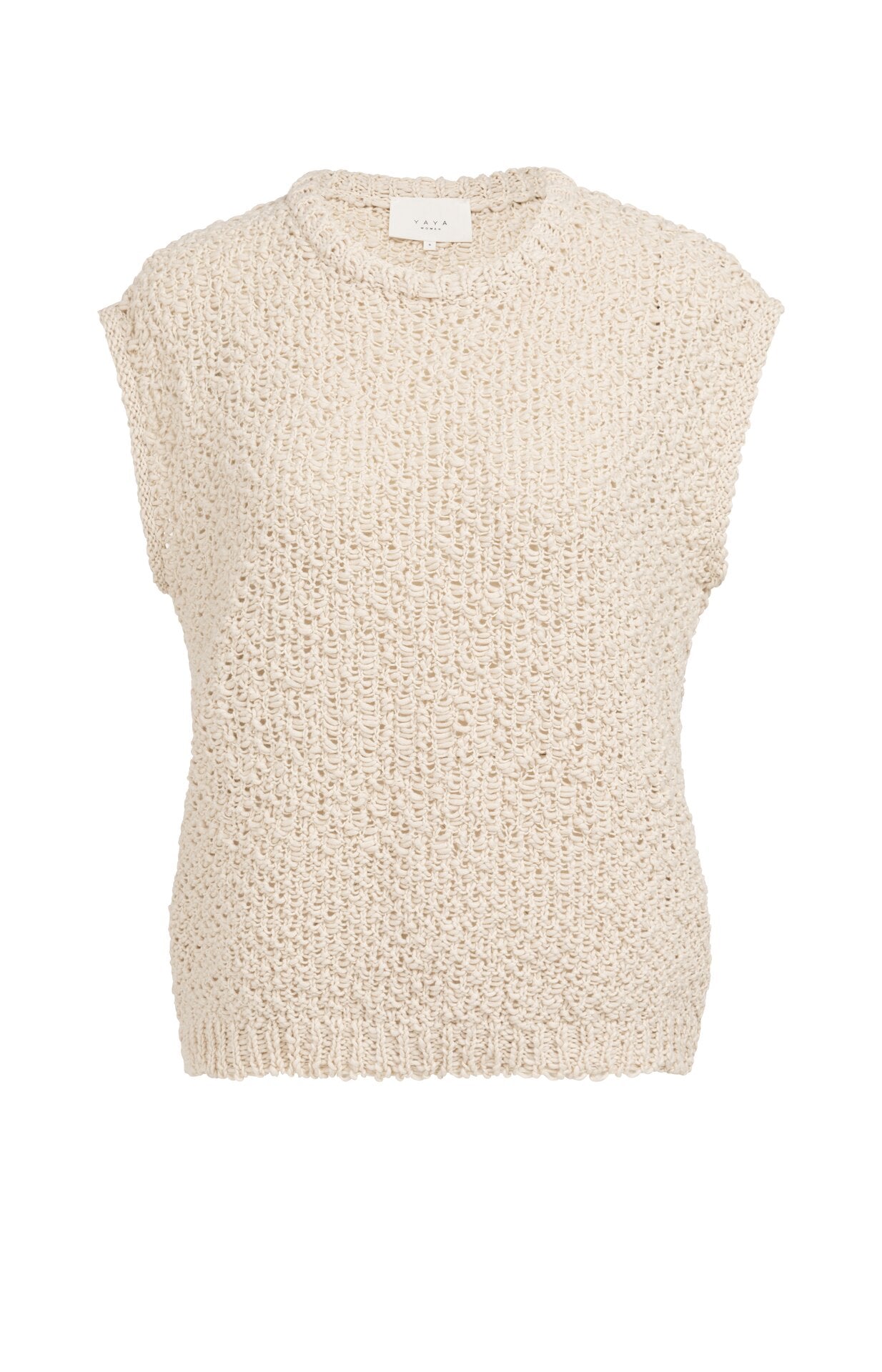 Ärmelloser Pullover mit offenem Strickmuster