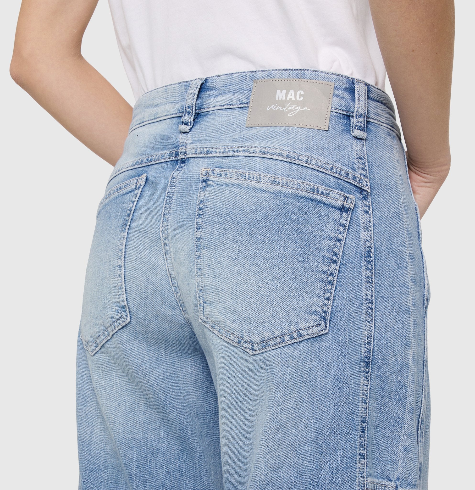 MAC Wide Leg Light Blue Random Washed