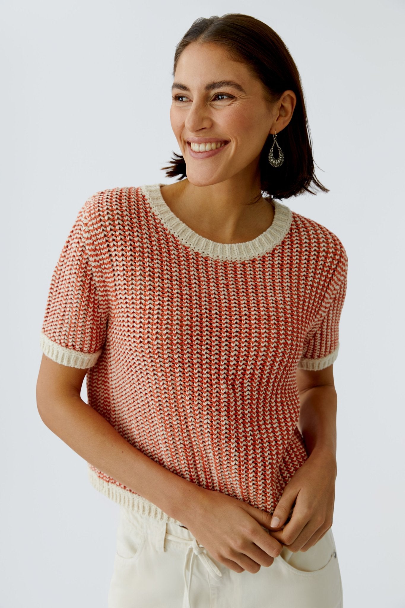 Oui Strickpullover Offwhite Aprico