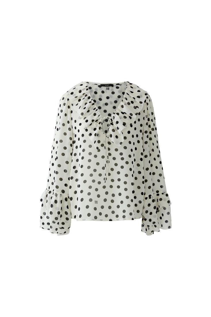Rüschenbluse mit Punkten