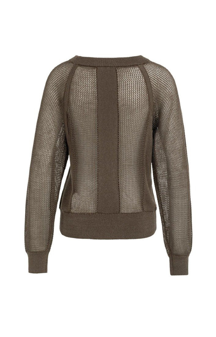 Strickpullover in Netzoptik mit Raglanärmeln
