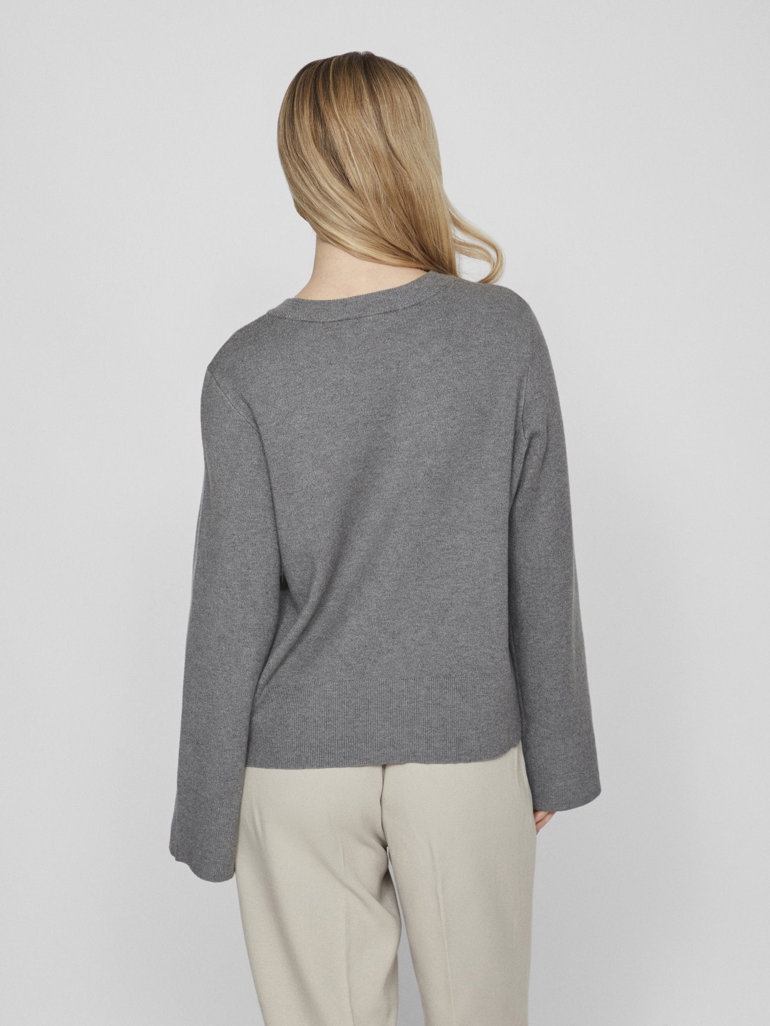 VILA Strickpullover Medium Grey Melange
