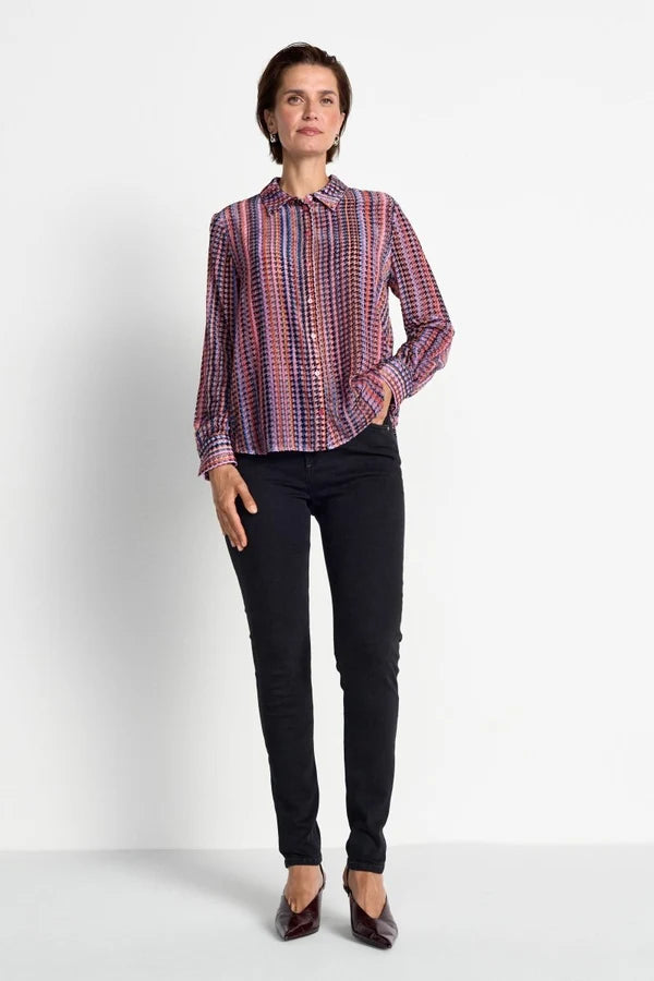 Bluse mit Hahnentritt-Muster