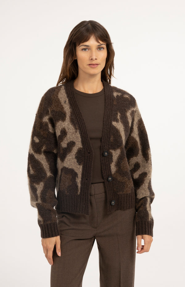 Strickcardigan mit Muster und Fledermausärmeln