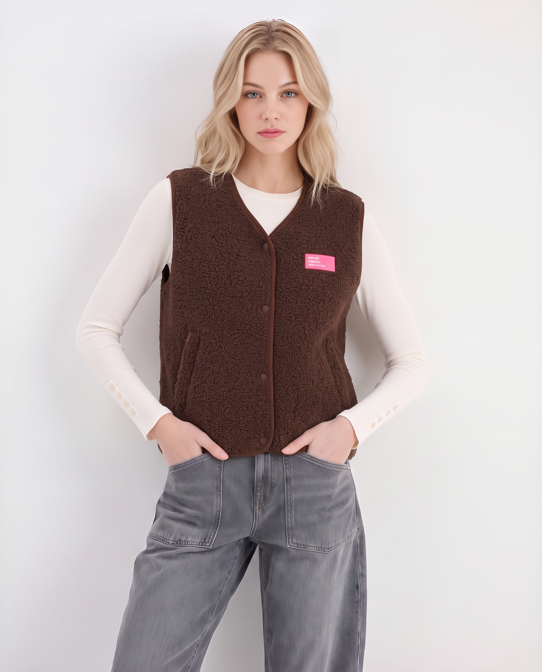 Teddyweste mit Logo-Patch