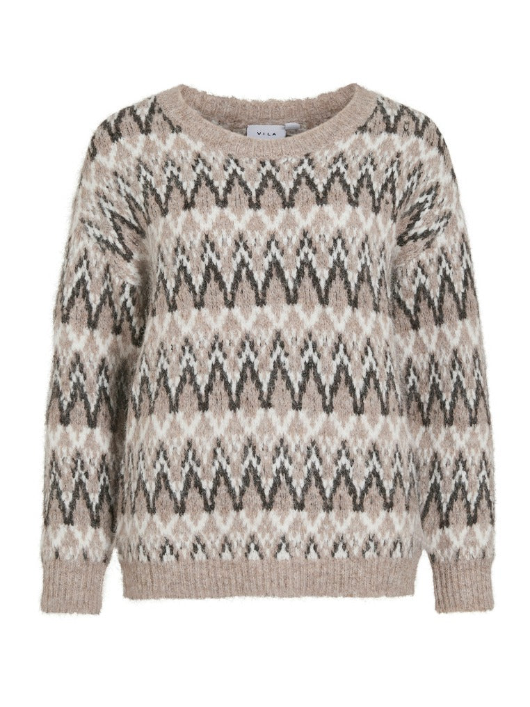VILA Strickpullover Natural Melange/Melange